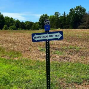 Trailhead sign for Shawnee Bend Bluff Trail near Truman Lake in Benton County, Missouri.